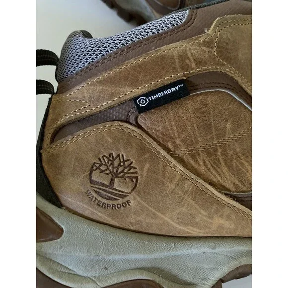 TIMBERLAND MEN'S TAN LEATHER WATERPROOF A1J1N HIKING BOOTS SIZE 12 - Picture 2 of 11